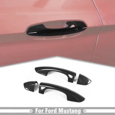 For 2015-2023 Ford Mustang ABS Carbon Fiber Style Car Door Handle Covers Overlay