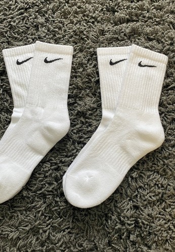 Nike Everyday White Crew Cushioned Cotton Socks Small Child Junior Kids 3 Pairs - Picture 4 of 5