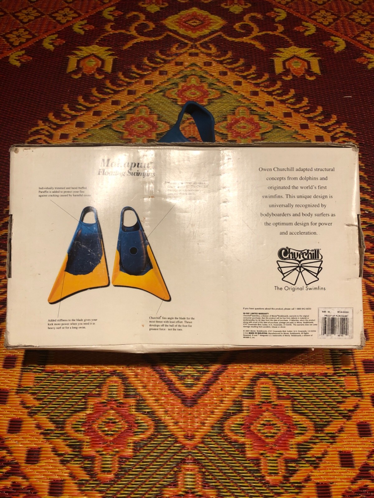 Original Churchill swim fins Adult, Blue Yellow, Stiff Stunning