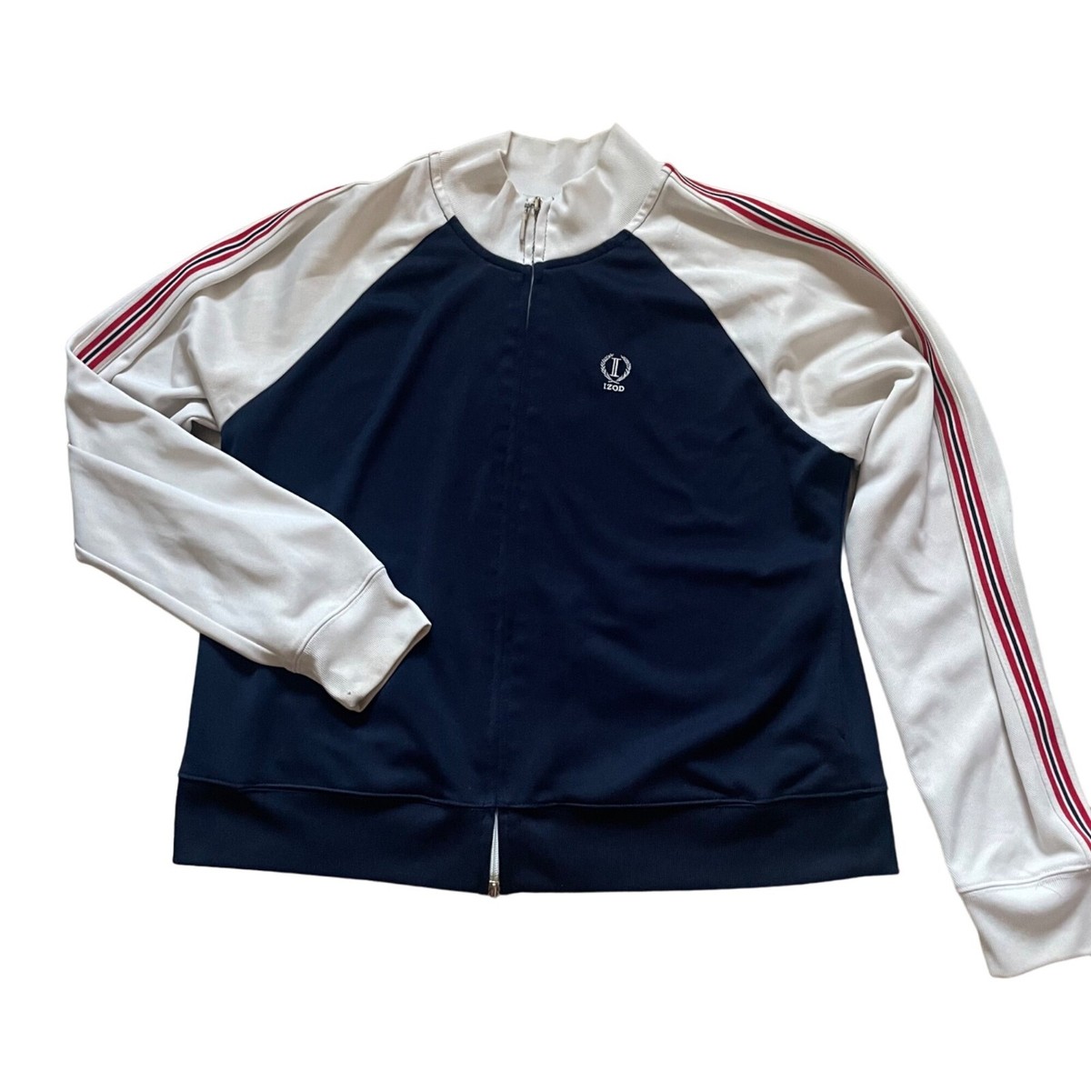 Izod Movement Navy & White Women's Track Jacket Y2K XL | eBay