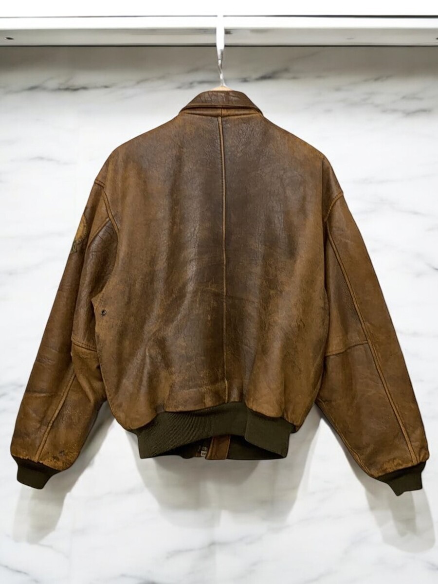 AVIREX A-2 Leather Flight Jacket USA Made Brown Size M 1978