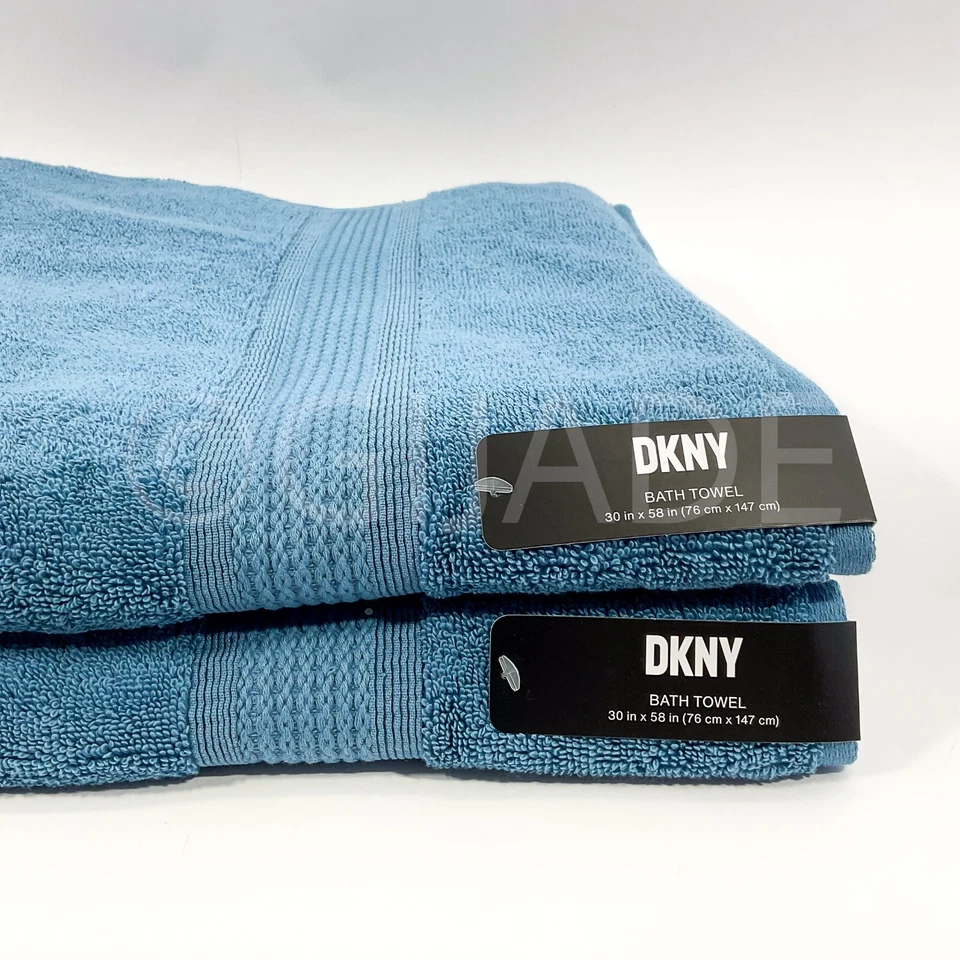 DKNY 100% Cotton 30 In x 58 In 2Pc BathTowels Blue New - Image 3 of 4