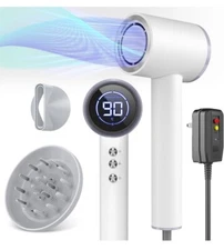 Hair Dryer Blow Dryer with Dual nozzles（Concentrator&Diffuser） Pearl White