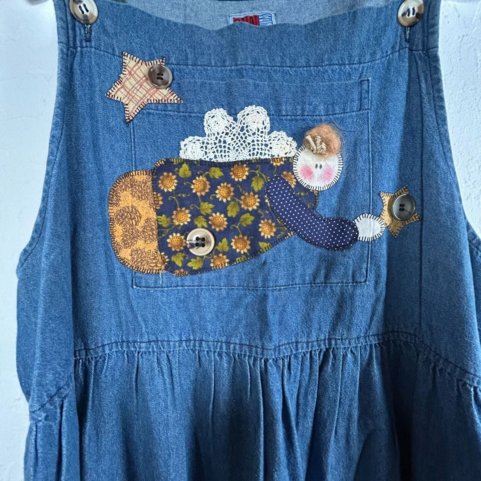 Vestido tipo jersey vintage Sunbelt Denim grande azul arte popular apliques arte para usar Foto 4 de 4