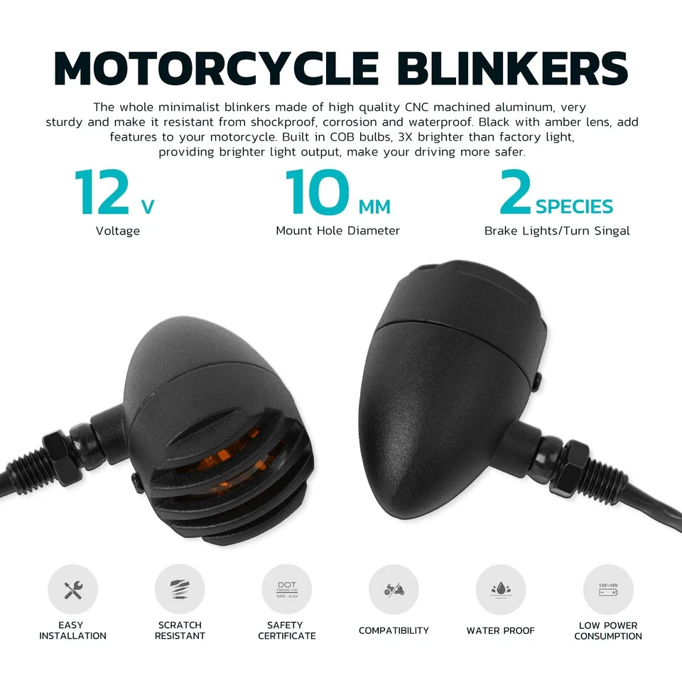 Motorcycle LED Grill Turn Signals Indicator Lights For Honda CB750 CB750A CB750C - Image 4 of 4