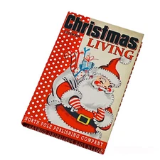 Christmas Living Retro Look Santa Claus Faux Stash Book Keepsake Box 8.25"x5.25"