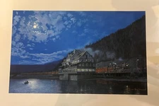 Max JACQUIARD Limited Edition only 10 Canvas Art Steam Train Hotel Sicamous