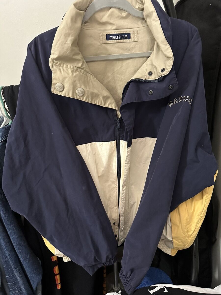 Vintage 90s Nautica Mens Size Medium Blue Yellow Color Block Vintage 90s Nautica Mens Size Medium Blue Yellow Color Block