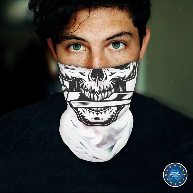 Washable Fabric Face Cover Neck Gaiter Skull Head Design IV EU Made - Image 3 of 4