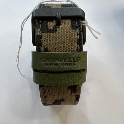 Caravelle New York Men's Black Ion-Plated Stainless Steel Watch with Camo 45B123 - Picture 5 of 9