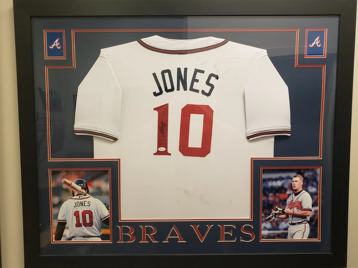 Chipper Jones Framed And Matted Autographed Jersey