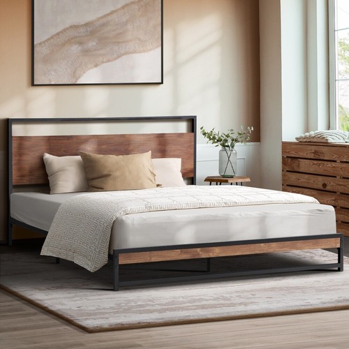 Metal Bed Frame Queen Double King Single Size Beds Base Platform Slatted Design - Picture 31 of 39