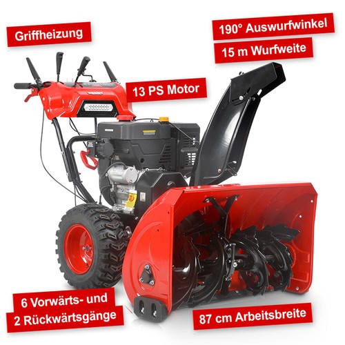 Schneefräse Benzin 13 PS 87 cm Arbeitsbreite Elektrostart Schnee Räumer Schieber - Bild 2 von 12