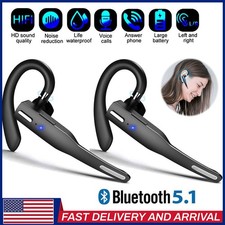 2PCS Trucker Wireless Bluetooth 5.1 Earpiece Headset Mic Earbud Noise Cancelling