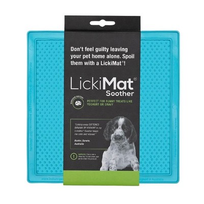Lickimat Soother Original Slow Food Licking Mat For Cats & Dogs (Blue) - 20x20cm