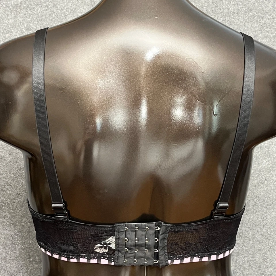 Sujetador Angelina 38DDD Burlesque Balconette Moldeado con Aros Negro Rosa Rayas Foto 4 de 4