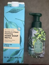 Bath & BodyWorks White Tea and Sage Foam Hand Soap & 32oz. Refill Set 🆕