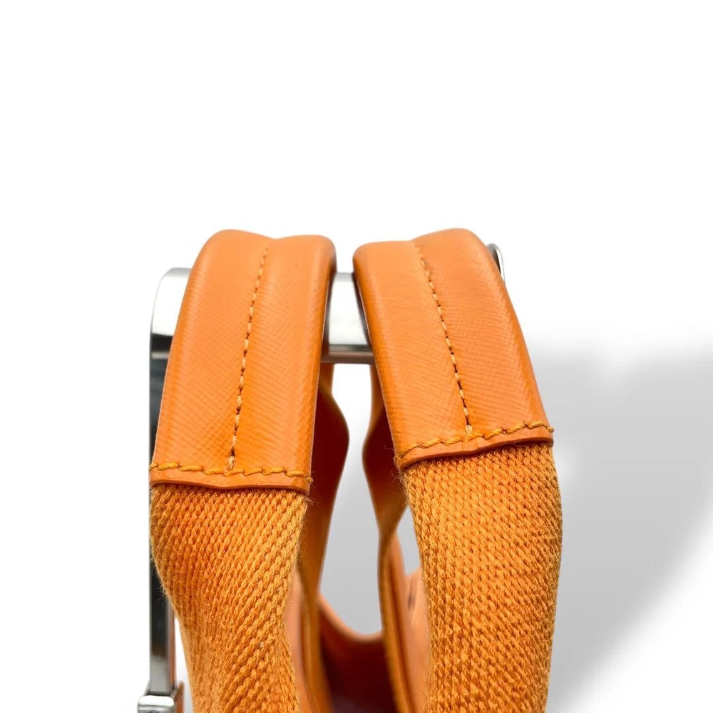 Orange Canvas Tote Shoulder Bag with Logo Embroidery for Women Authentic Style