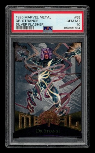 1995 Marvel Metal: # 58 Dr. Strange Silver Flasher PSA 10 GEM MINT