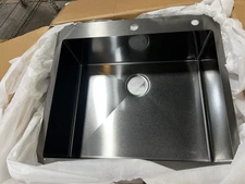 Vevor 25 in. Kitchen Sink Black Stainless Top Mount Single Bowl Sink *READ