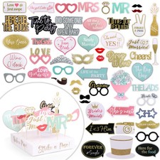 Pastel Wedding Photo Booth Props 60 PCS Pre-Assembled with Real Glitter