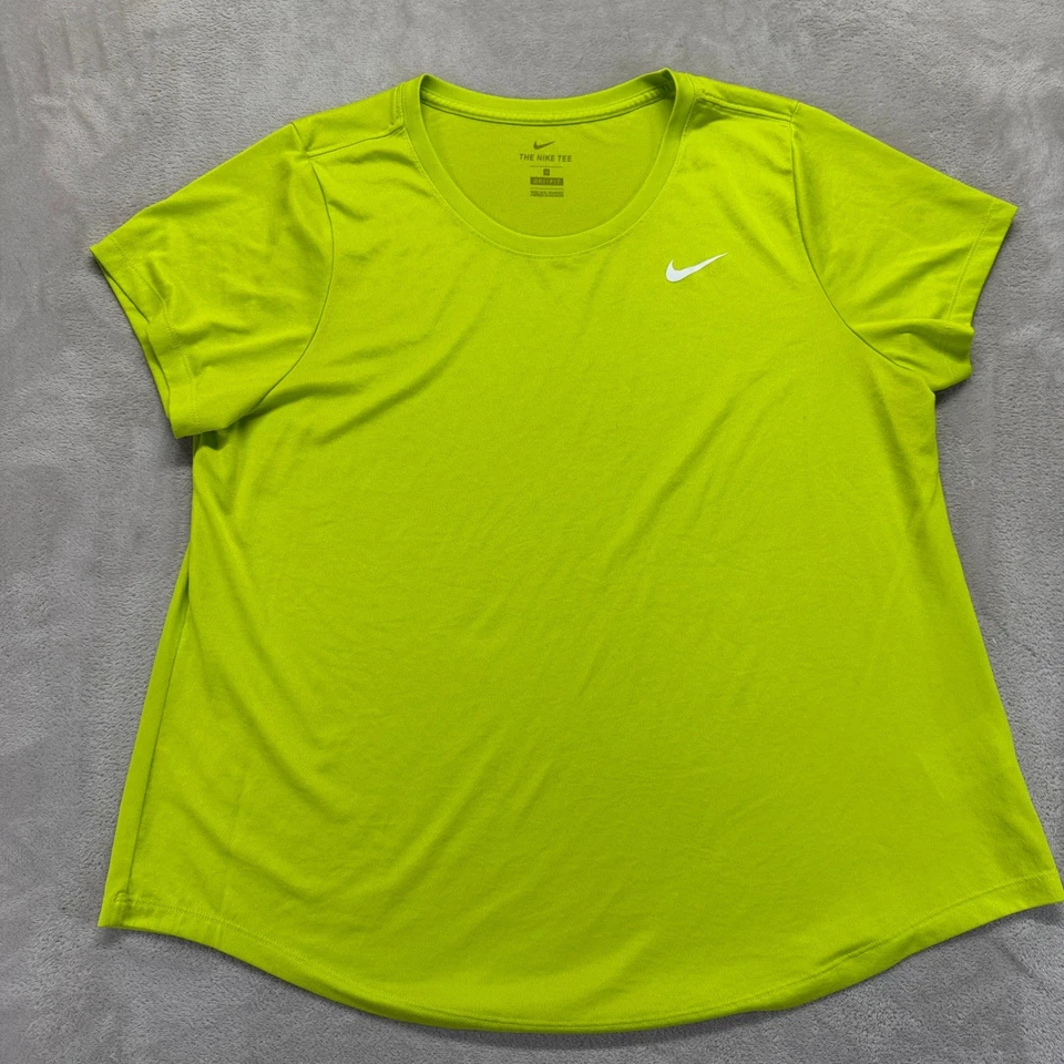 Nike Shirt Women's 1X Dri Fit Legend Crew Tee in Citrus Lime Running Workout Gym - Image 2 of 4
