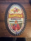 VINTAGE 12” OVAL BEER SIGN BUDWEISER KING OF BEERS - FISHERMAN ADVERTISING SIGN