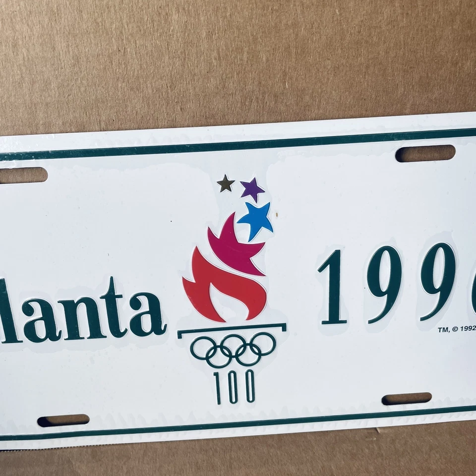 Placa conmemorativa de los Juegos Olímpicos de Atlanta 1996 de metal blanco Foto 2 de 3