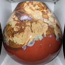 BROWN HARD GLAZED INDOOR OUTDOOR CANDLE FIRE POT WITH METAL CAN