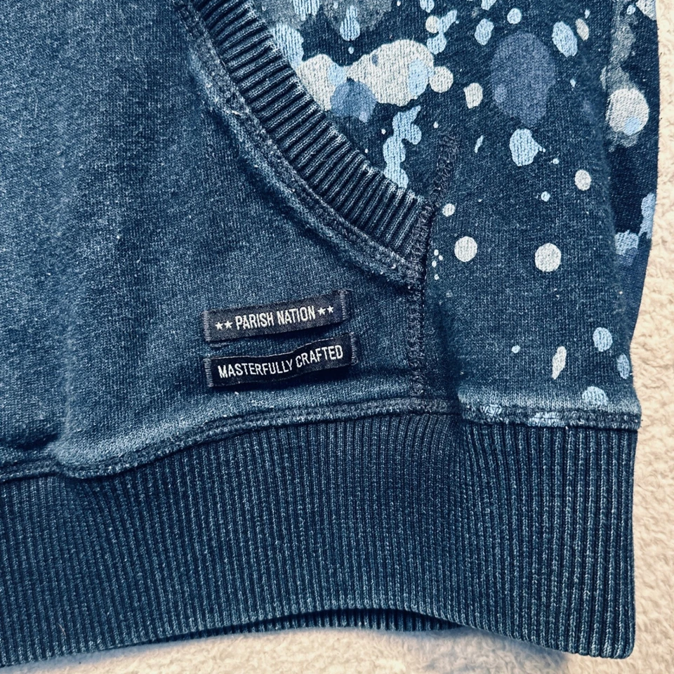 Sudadera con capucha para hombre Parish Nation azul estampado de salpicaduras 100 % algodón XLarge XL Foto 3 de 4