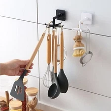 Kitchen Storage Rotating Hook Wall Hanging Nail-Free Spatula Spoon Rack Hanger
