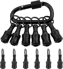 6Pc Portable Bit Holder Keychain, 1/4In Hex Shank Black Screwdriver Bit Clip for