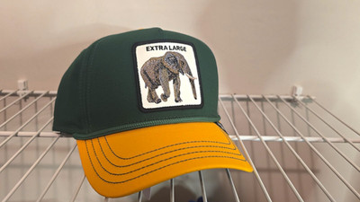 Goorin Bros Green/Yellow Trucker Hat Elephant Patch Animal Print Mesh Back