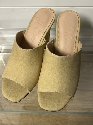 J CREW Bianca Butter Textile Wedge Heel Slides Size 8