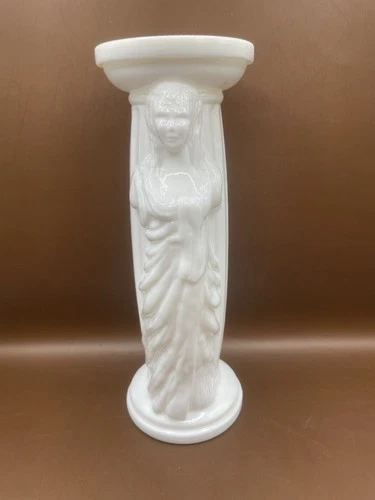Vintage Milk Glass Greek Goddess Pillar Vase