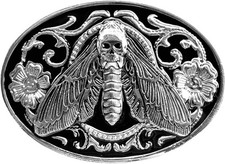 Western Belt Buckle for Men Women Vintage Cowboy Cowgirl Texas 2 Silver Moth