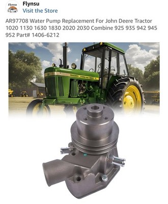 Water Pump Replacement for JOHN DEERE 1032 1042 1052 AR97708 AR87420