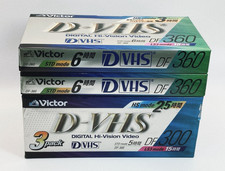 Victor JVC D-VHS Videocassette vuote DF-360B DF-300 Lotto di 5 360 e 300...