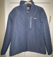 AFTCO Men’s Quilted Full Zip Jacket Crosswind Blue  Medium Fishing Outdoor NWOT