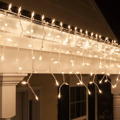 8.5 Ft 150 Clear Icicle Lights - White Wire, Indoor/Outdoor Christmas Icicle Lig