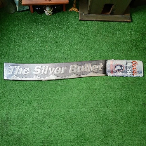 VTG 1995 COORS LIGHT THE SILVER BULLET MOUNTAIN SCENE BAR SIGN 40" METAL TIN HTF