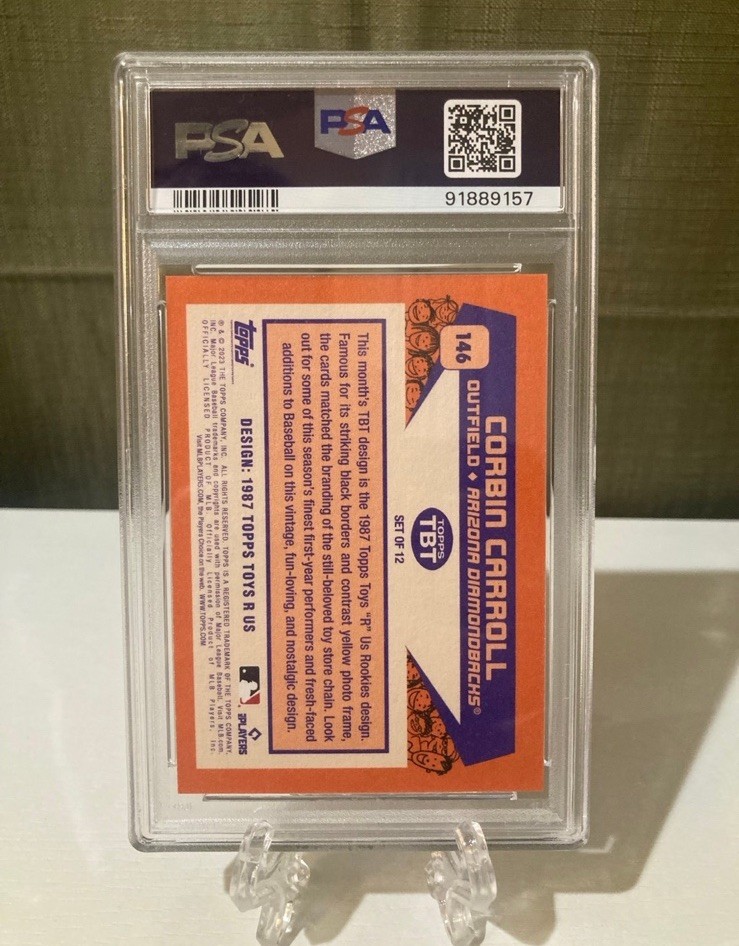 Topps 2023 Throwback Thursday 1987 Toys R Us Corbin Carroll #146 RC /1527 PSA 9 view 2