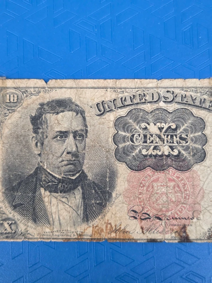 1874 10-Cent Fractional US Currency Columbian Bank Note - Meredith Portrait - Image 3 of 4
