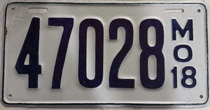 1918 Missouri License Plate! Vintage Rare Tag! Repaint!