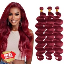 99J Burgundy Body Wave Hair Bundles 24-28" 300g Mixed Length
