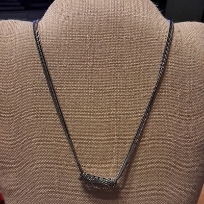 Vintage CFJ Designer 925 Sterling Silber Plättchen Anhänger mit doppelter Fuchsschwanz Kette