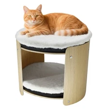 Double-Decker Cat Rack for Two Tier Cat Bed Indoor Cats Wood Frame Pet Supplies