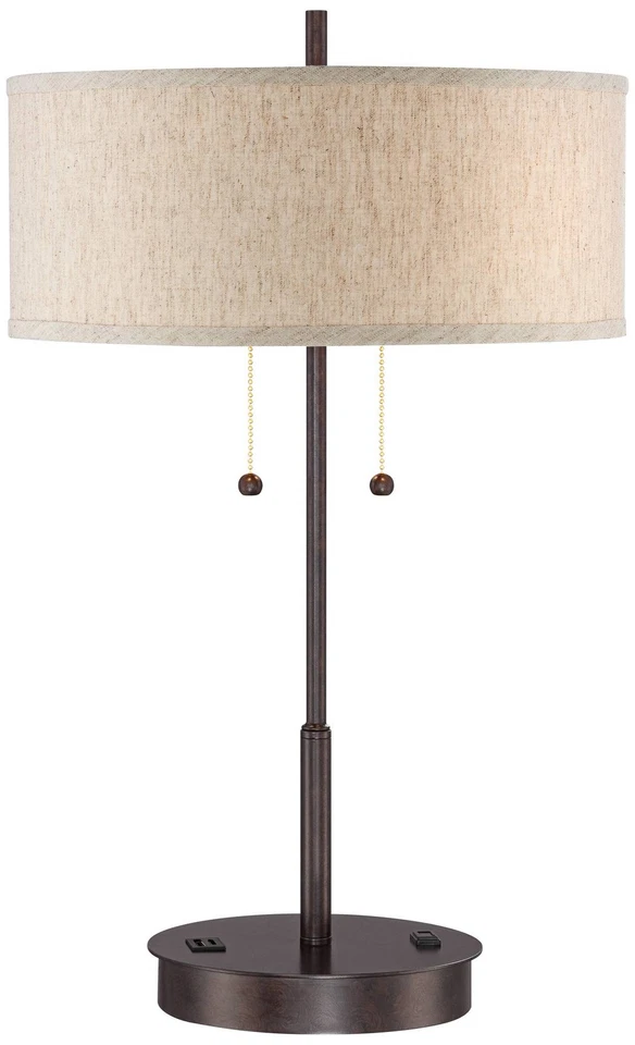 Modern Table Lamp with USB Transitional Bronze Slim for Living Room Desk Bedroom - Image 2 of 4
