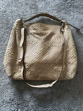 Abro Echtes Leder Handtasche Beige Geflecht, viel Platz