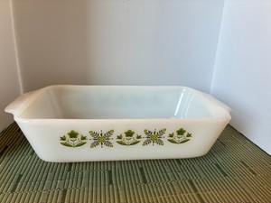 Vintage Anchor Hocking Fire King Casserole # 441 Meadow Green Loaf Pan 